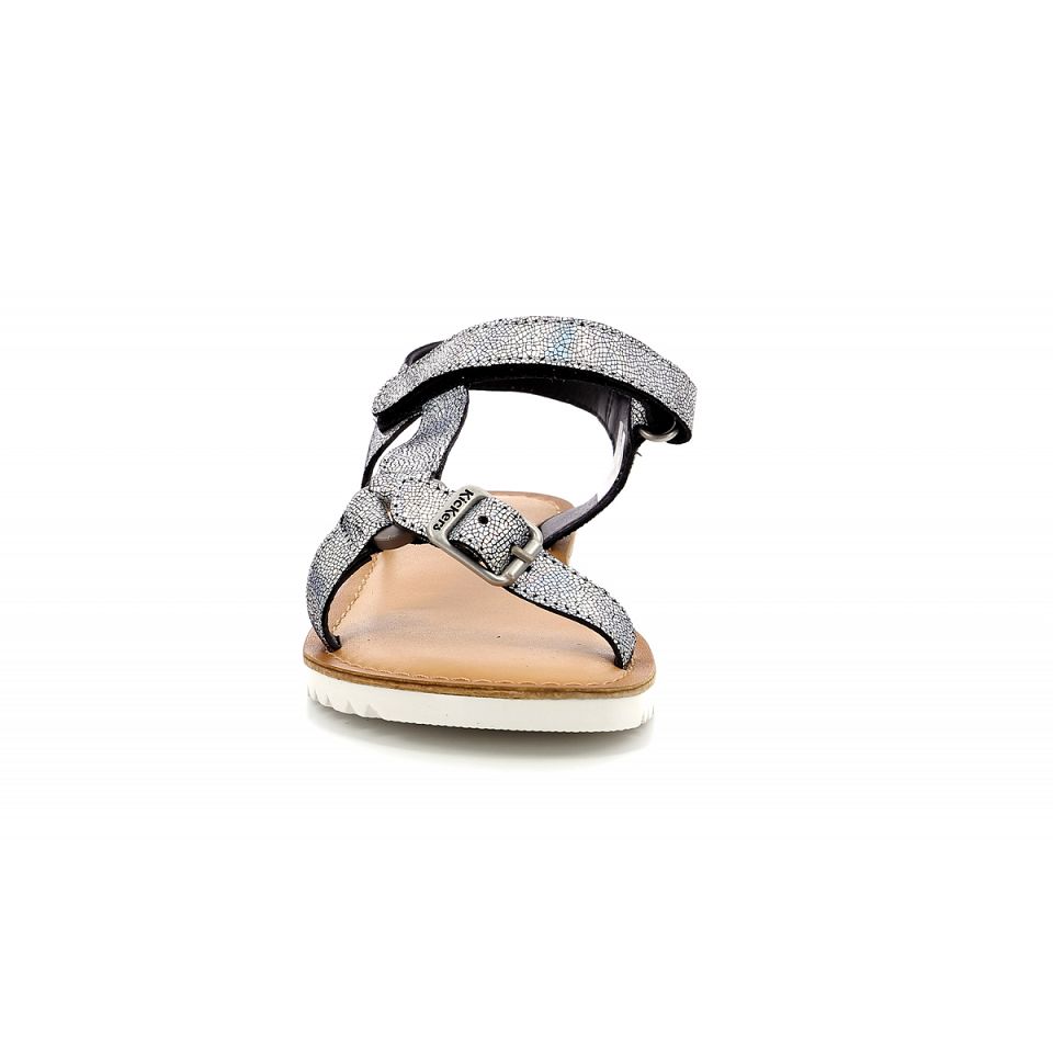 Kickers Braska Sandaler Tjej Svarta Metal | 08547-CUIH
