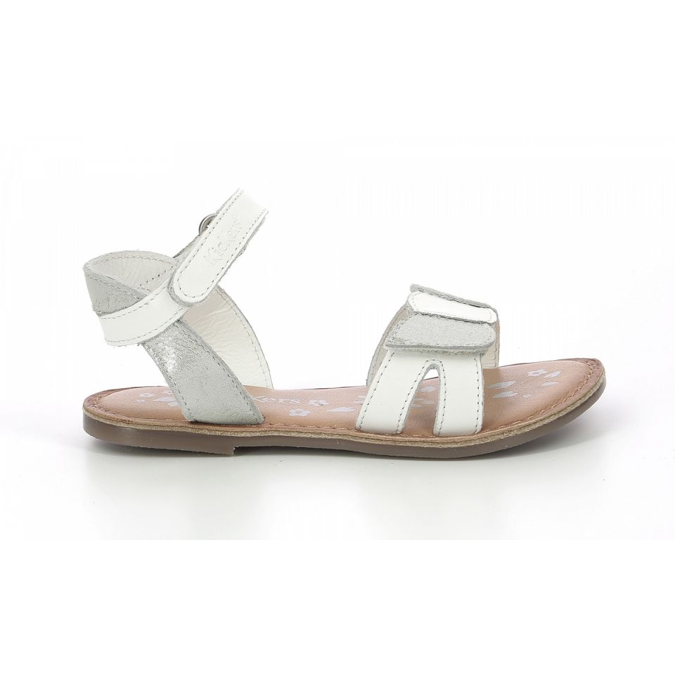 Kickers Disdana Sandaler Tjej Vita Silver | 98123-TRSW