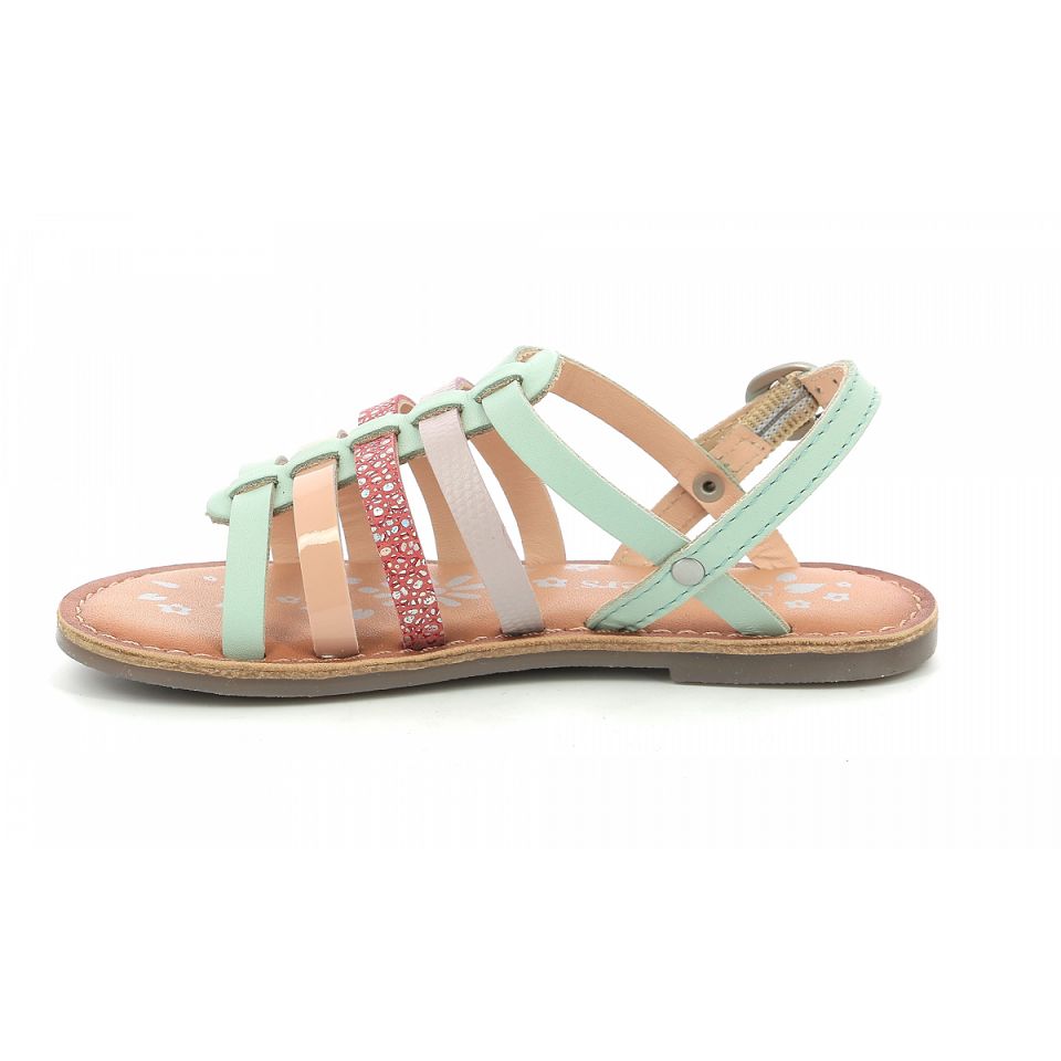 Kickers Dixon Sandaler Tjej Gröna Ljusrosa Lila | 45927-KCWU