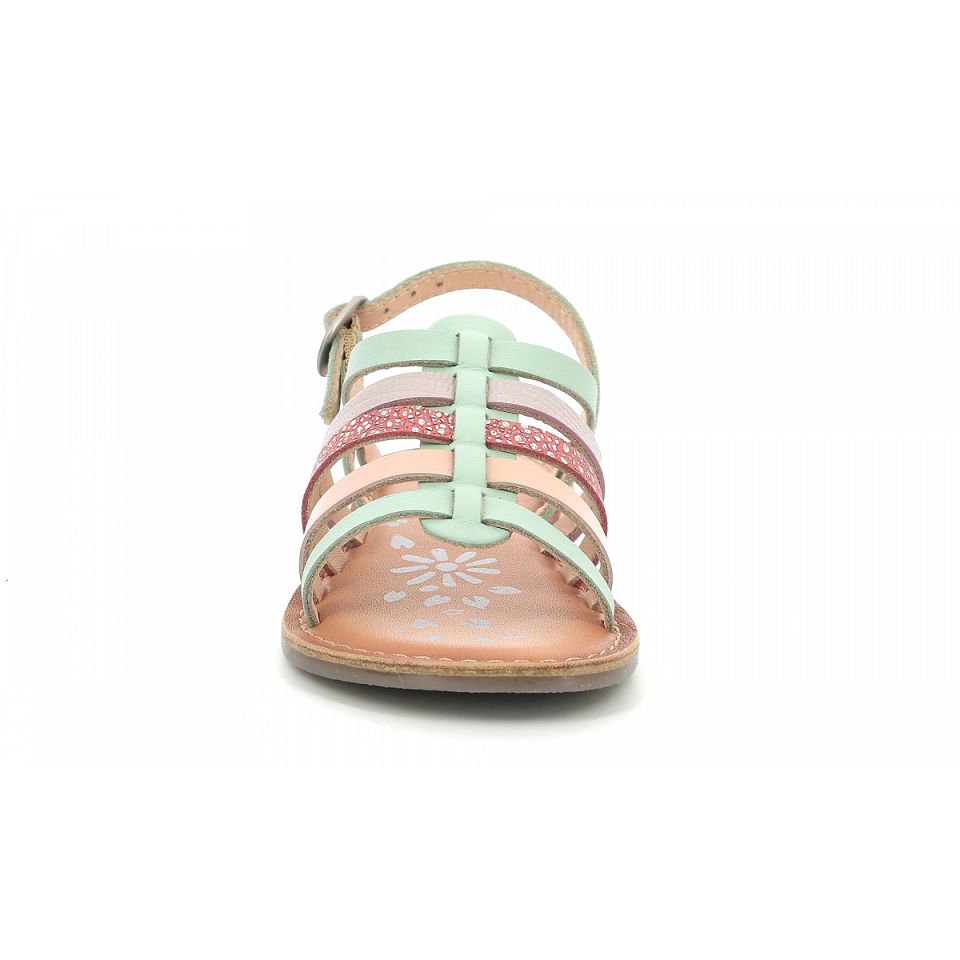 Kickers Dixon Sandaler Tjej Gröna Ljusrosa Lila | 45927-KCWU