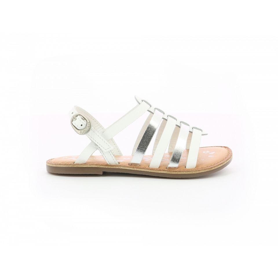 Kickers Dixon Sandaler Tjej Vita Silver | 43210-WBSL