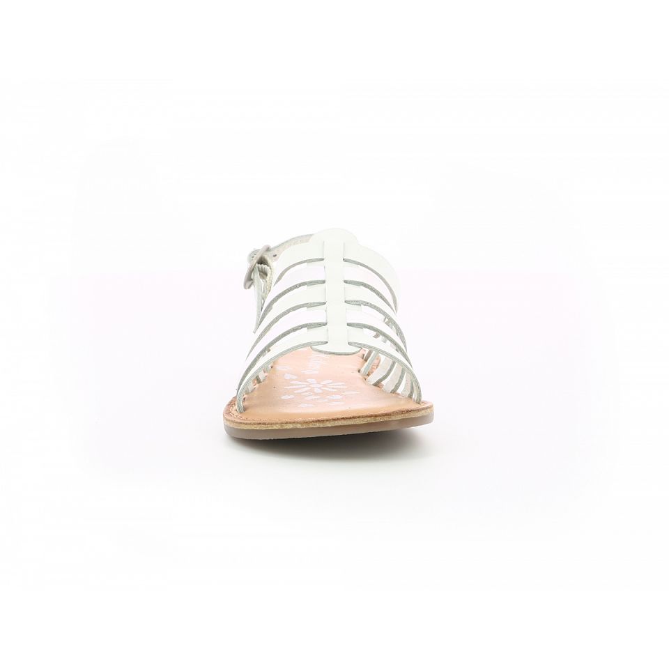Kickers Dixon Sandaler Tjej Vita Silver | 43210-WBSL