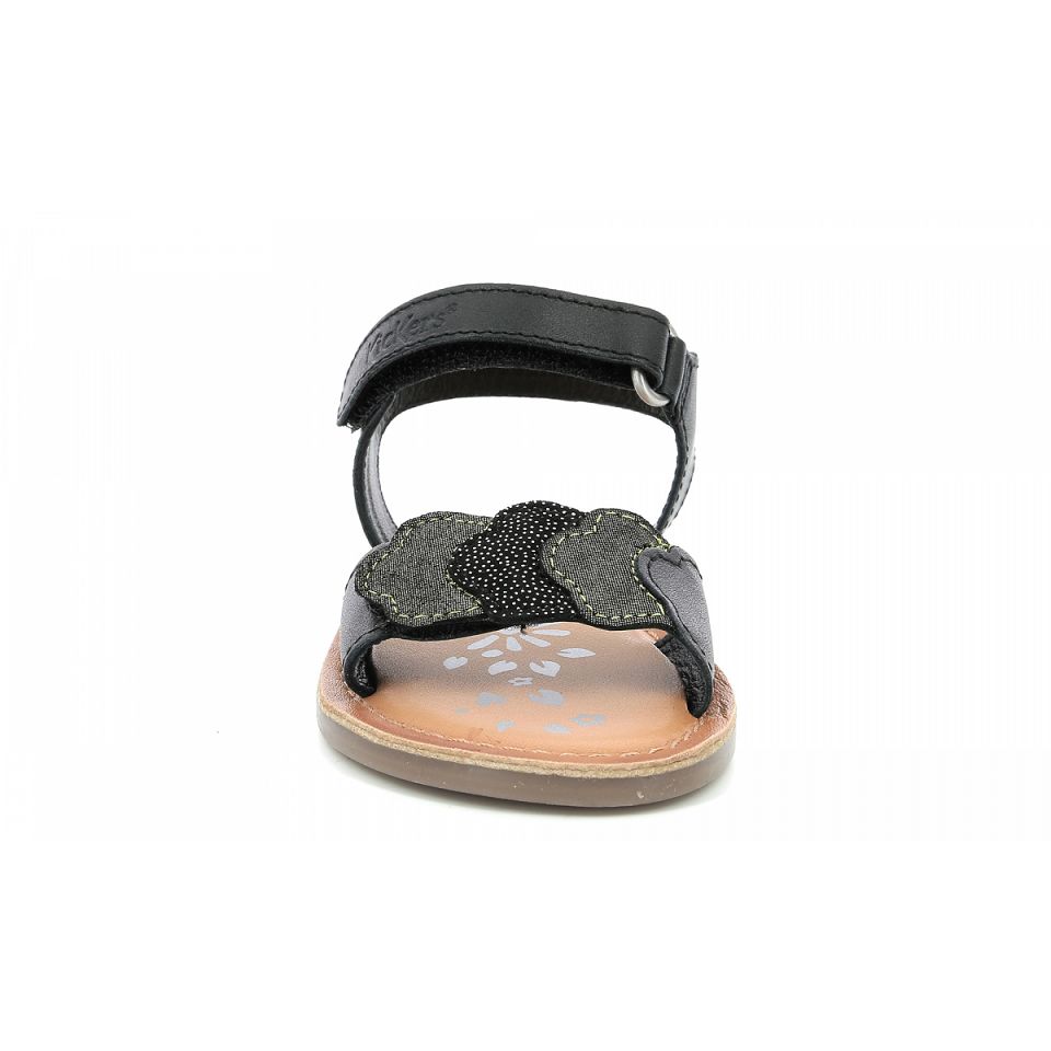 Kickers Dyastar Sandaler Tjej Svarta Guld | 70641-YVCG
