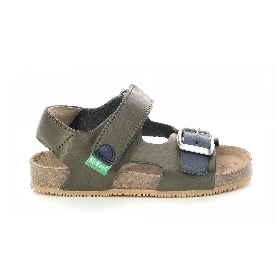Kickers Fuxio Sandaler Pojke Khaki Marinblå | 62501-VYCK