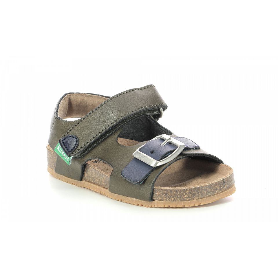 Kickers Fuxio Sandaler Pojke Khaki Marinblå | 62501-VYCK