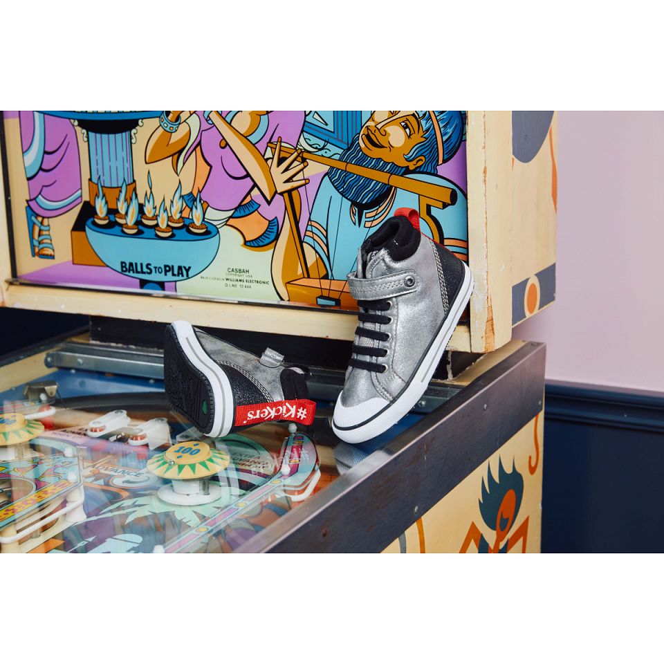 Kickers Geckira hi Sneakers Tjej Silver | 53214-GESJ