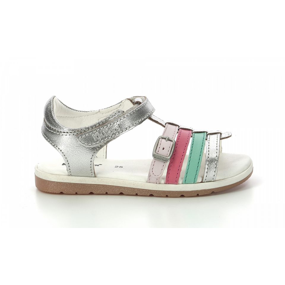 Kickers Gilianna Sandaler Tjej Silver Rosa Röda | 82657-CBIP