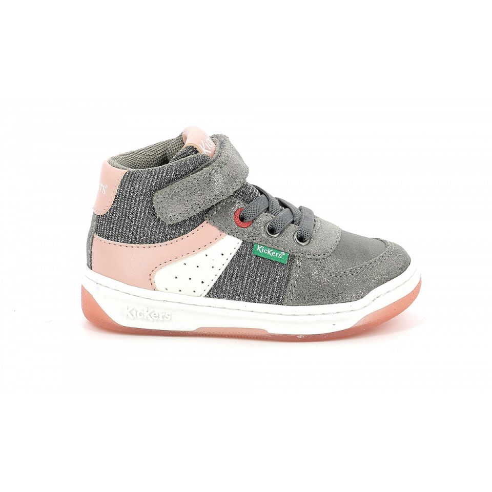 Kickers Kickalien Sneakers Tjej Grå Rosa Silver | 83296-RITS