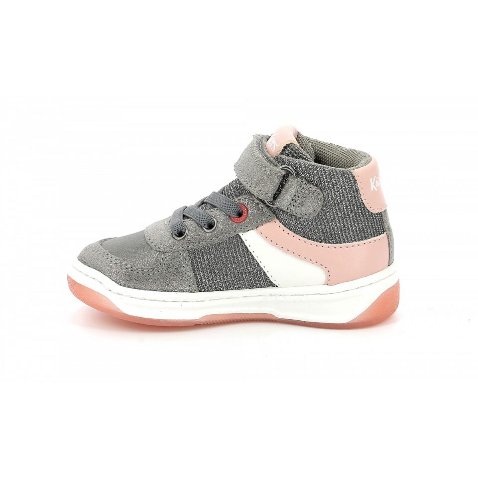 Kickers Kickalien Sneakers Tjej Grå Rosa Silver | 83296-RITS