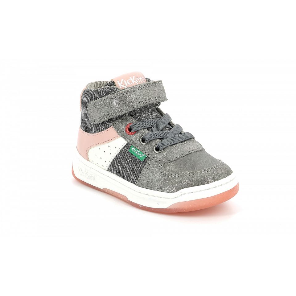 Kickers Kickalien Sneakers Tjej Grå Rosa Silver | 83296-RITS