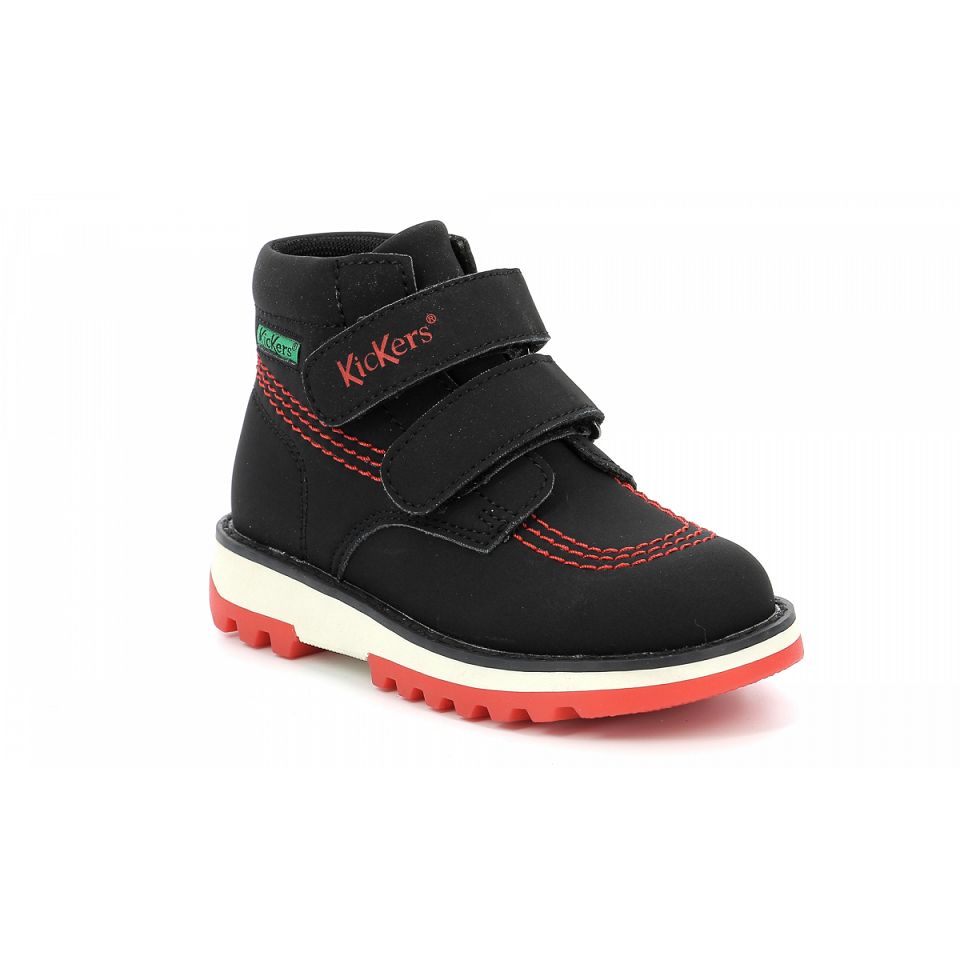 Kickers Kickfun Stövlar Tjej Svarta Röda | 76210-HBPR