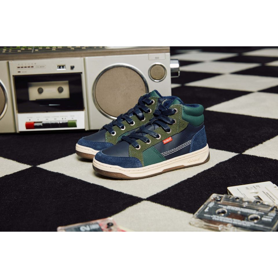 Kickers Kickosta Sneakers Pojke Marinblå Gröna | 20457-BIMZ
