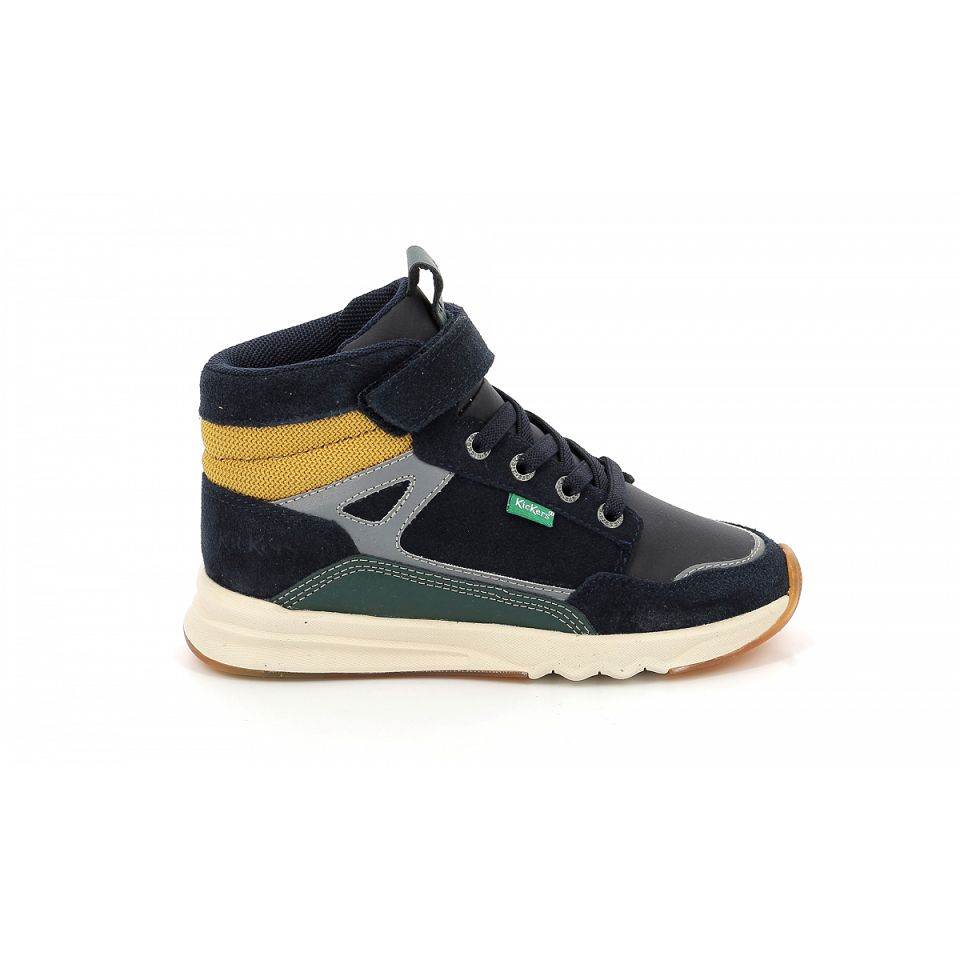 Kickers Kikafar Sneakers Pojke Marinblå Gröna | 52196-EINV