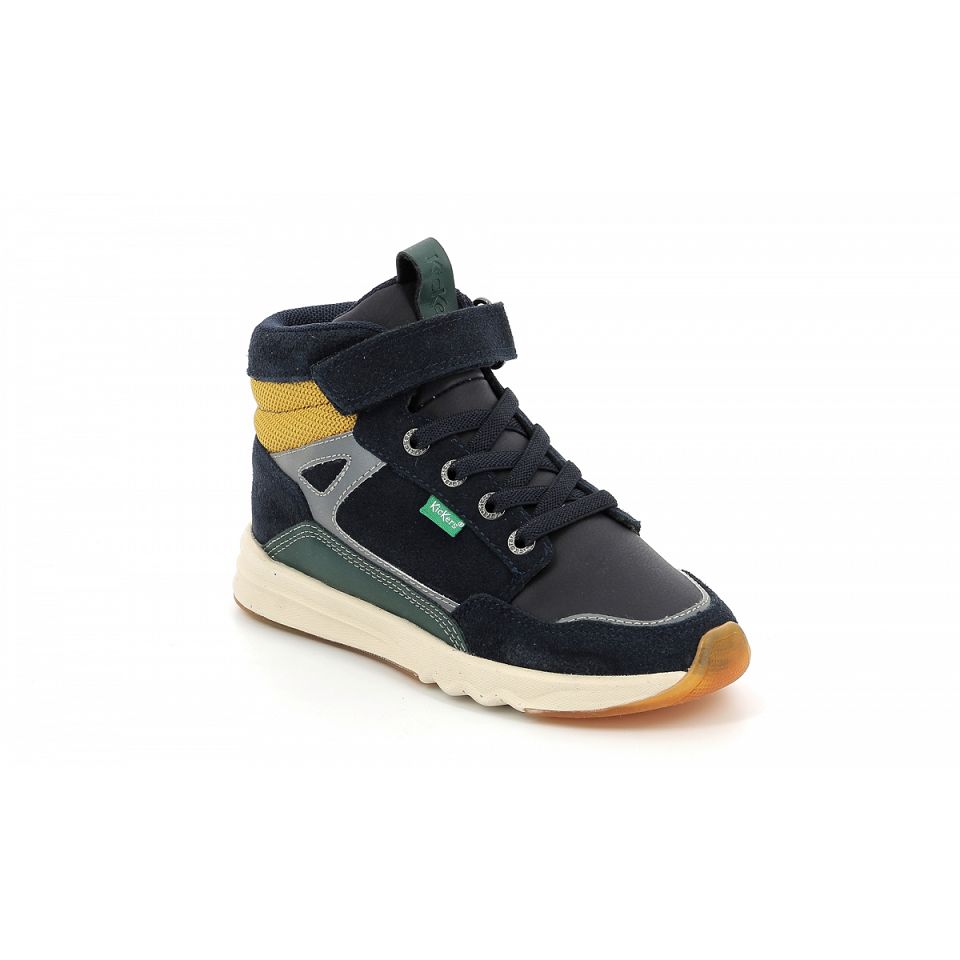 Kickers Kikafar Sneakers Pojke Marinblå Gröna | 52196-EINV