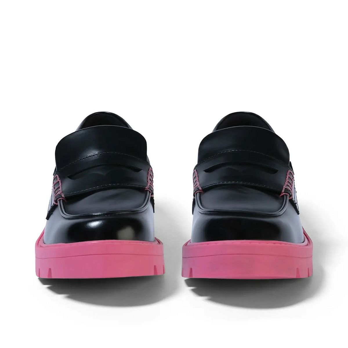 Kickers Kori Leather Loafers Dam Black/Pink | 18249-JGOU