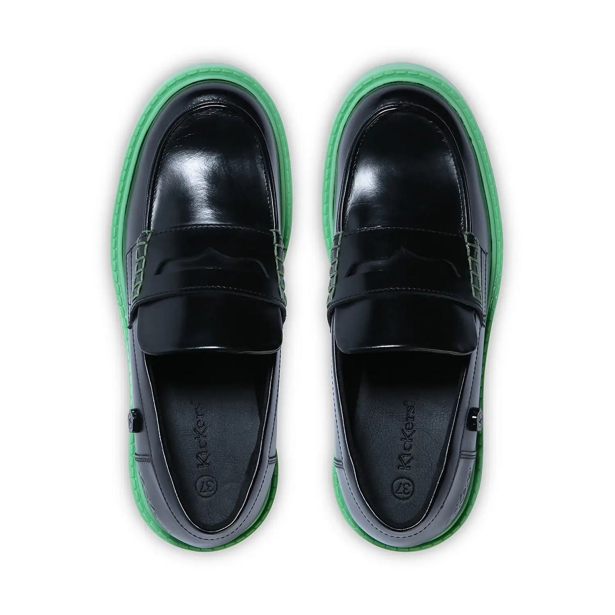 Kickers Kori Leather Loafers Dam Black/green | 18209-DBTW