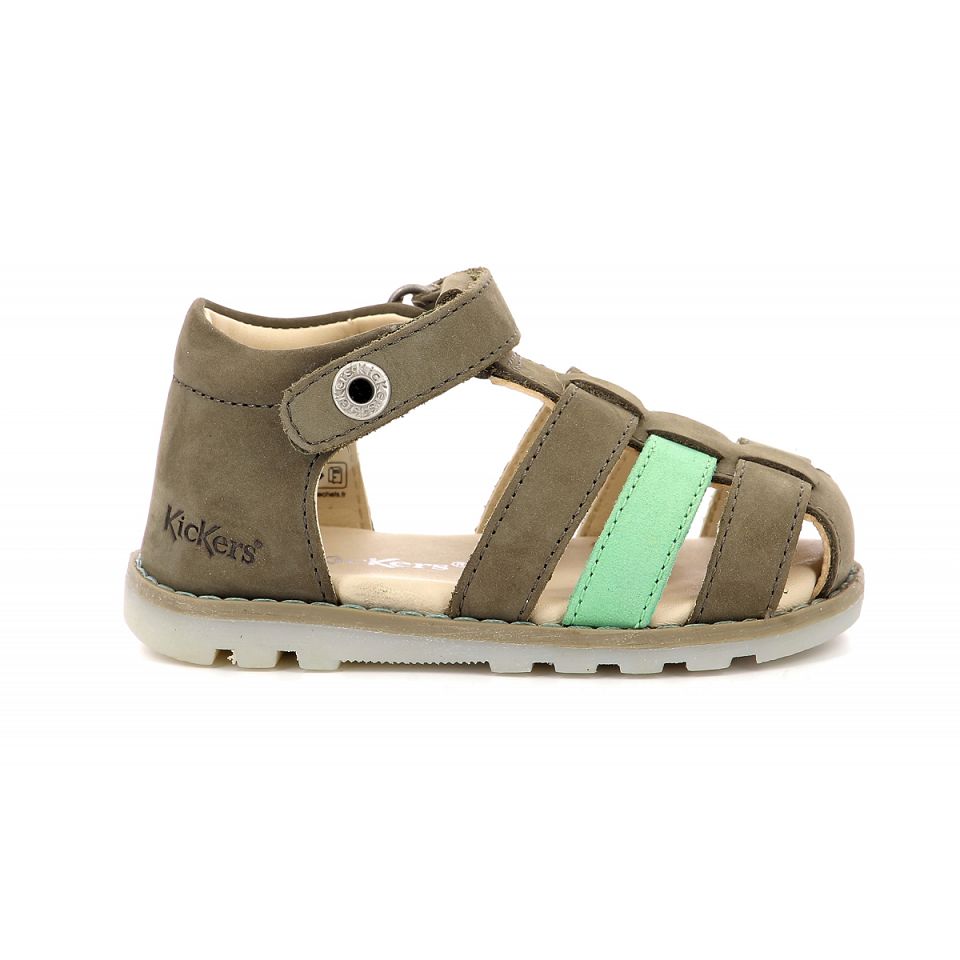 Kickers Nonopi Sandaler Pojke Khaki Gröna | 92157-UCAL