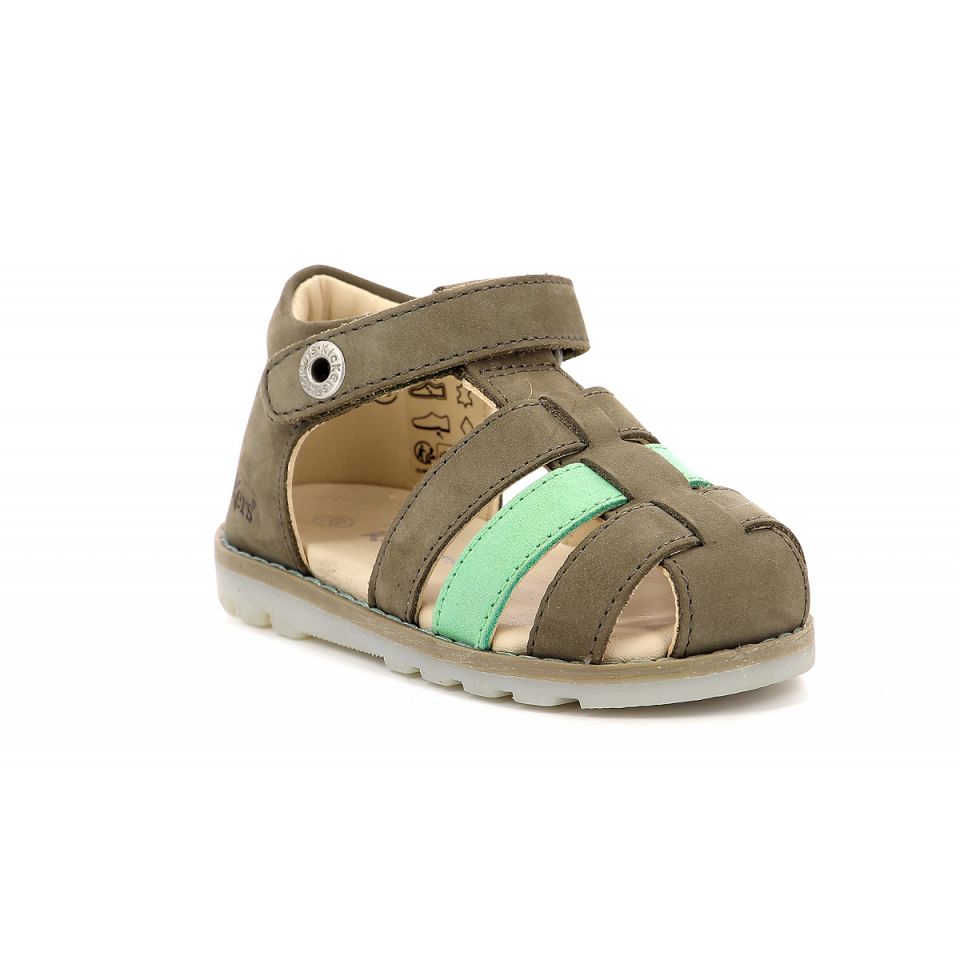 Kickers Nonopi Sandaler Pojke Khaki Gröna | 92157-UCAL