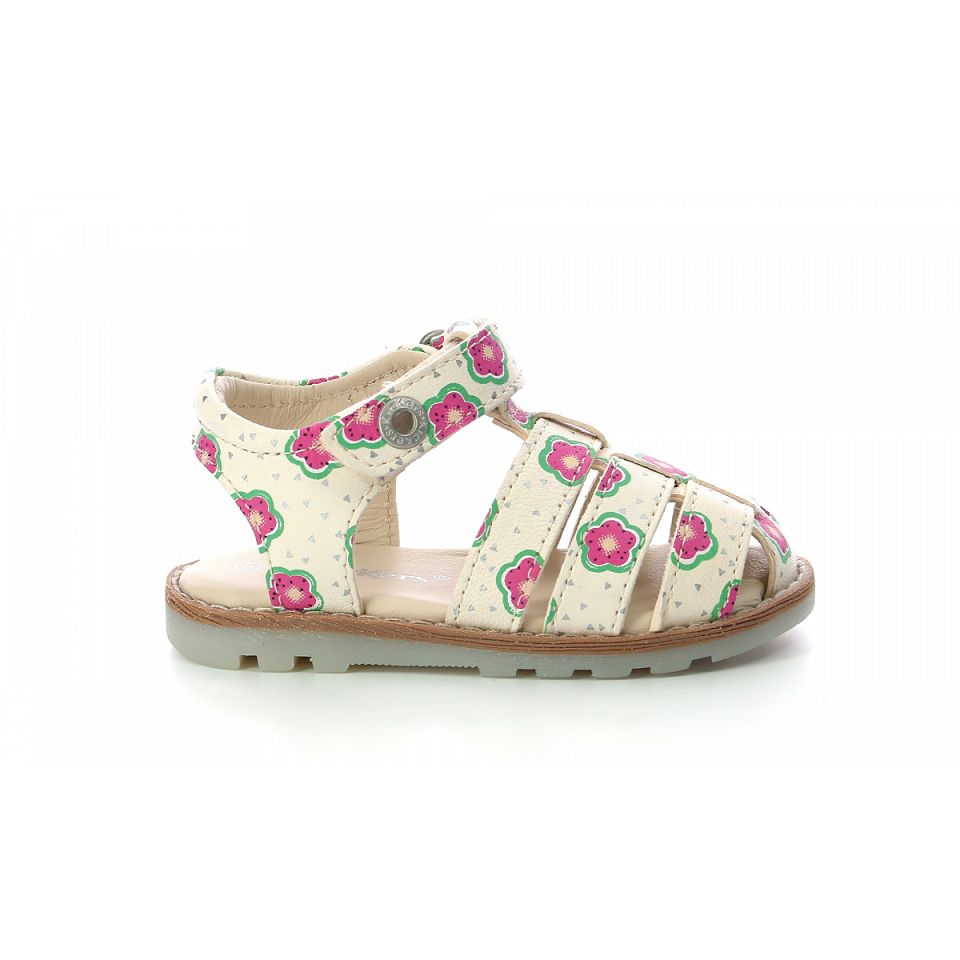 Kickers Nonosti Sandaler Tjej Vita Blommiga | 61094-AYXU