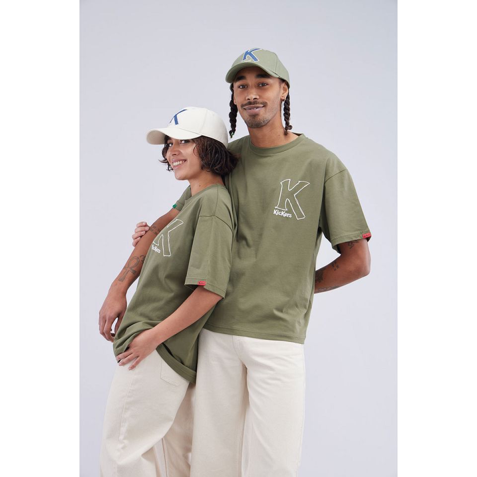 Kickers T Shirts Herr Khaki | 92507-ESLZ