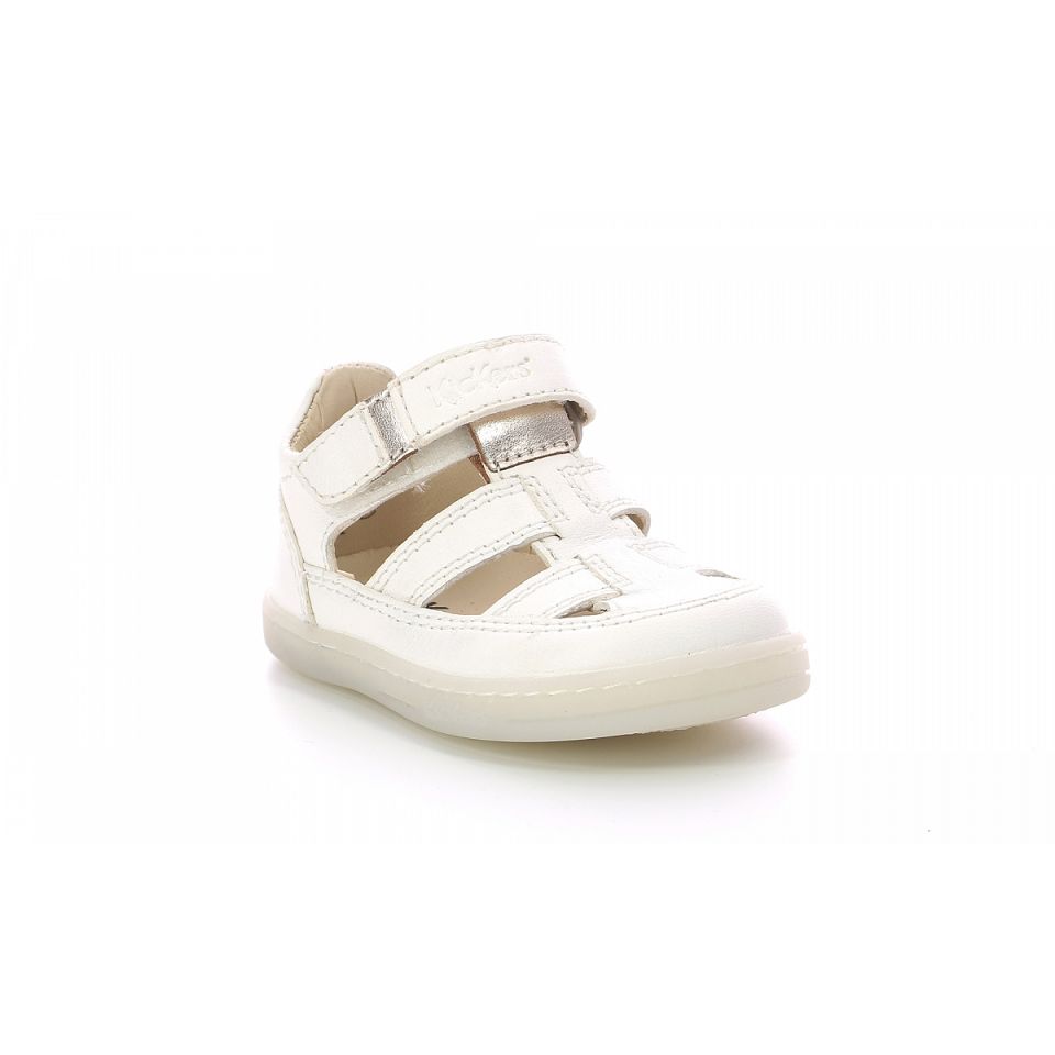 Kickers Tractus Sandaler Tjej Vita Metal | 36820-EDVH
