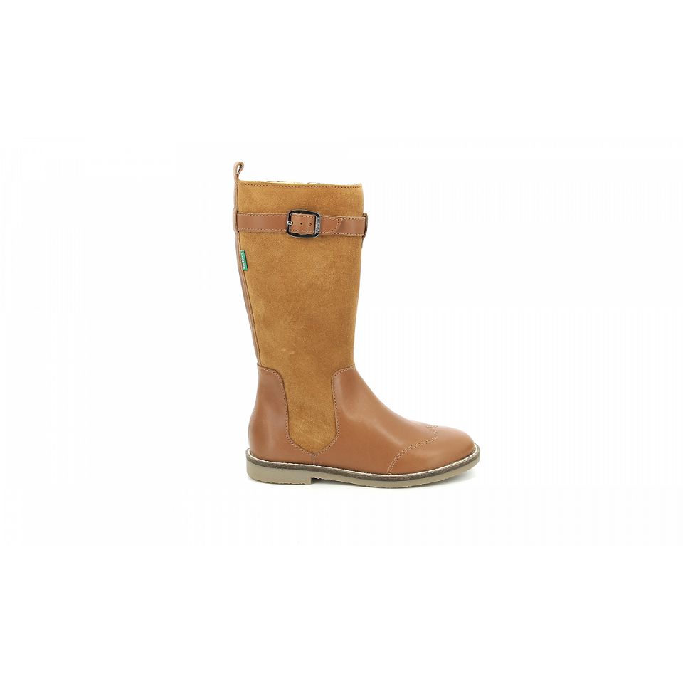 Kickers Tyoube Höga Stövlar Tjej Camel | 57148-FTRA