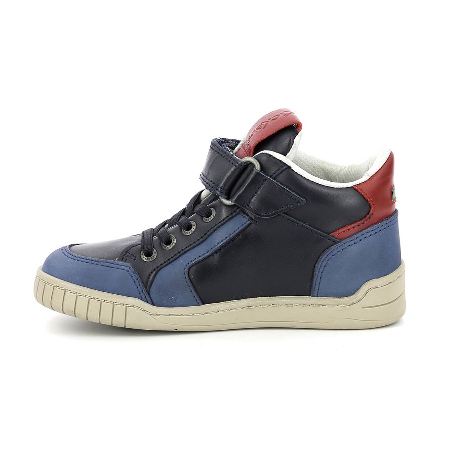 Kickers Wincky cdt Sneakers Pojke Blå Röda Marinblå | 74352-MWPG